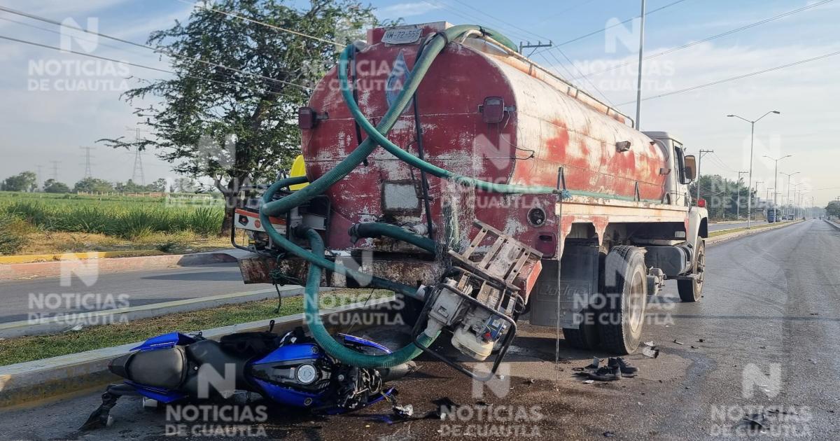 Choca motociclista contra pipa de agua en Anenecuilco – Noticias de Cuautla