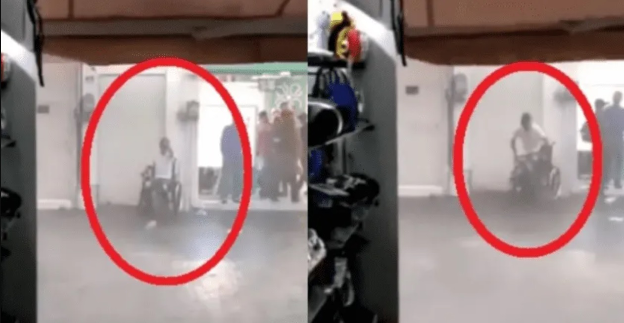 Lluvia ‘hace’ caminar a hombre en silla de ruedas