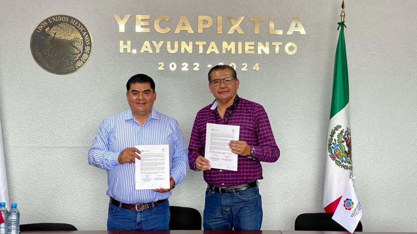 Firman convenio CFE y ayuntamiento de Yecapixtla