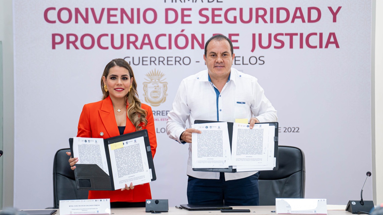 Firma Morelos y Guerrero convenio de colaboración para blindar seguridad