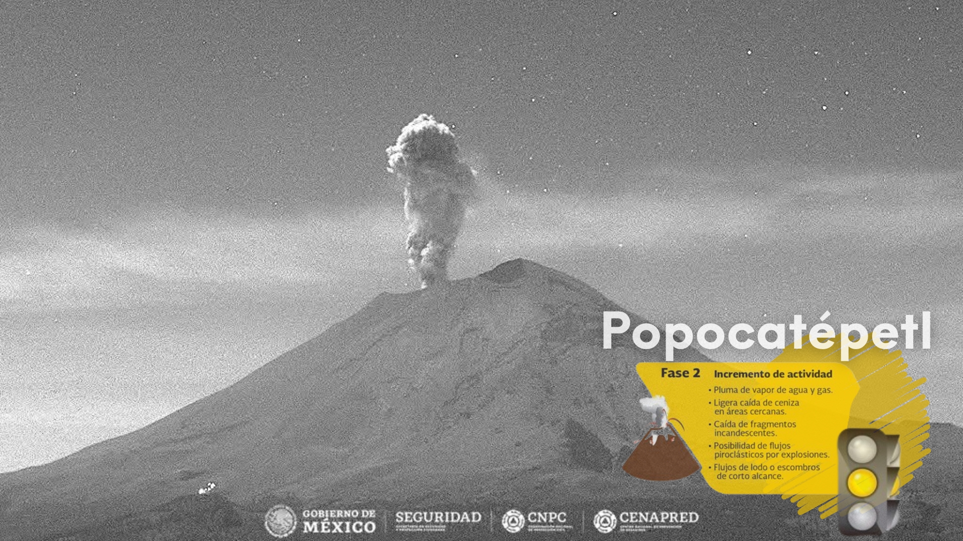 Continúa Volcán Popocatépetl con actividad intensa