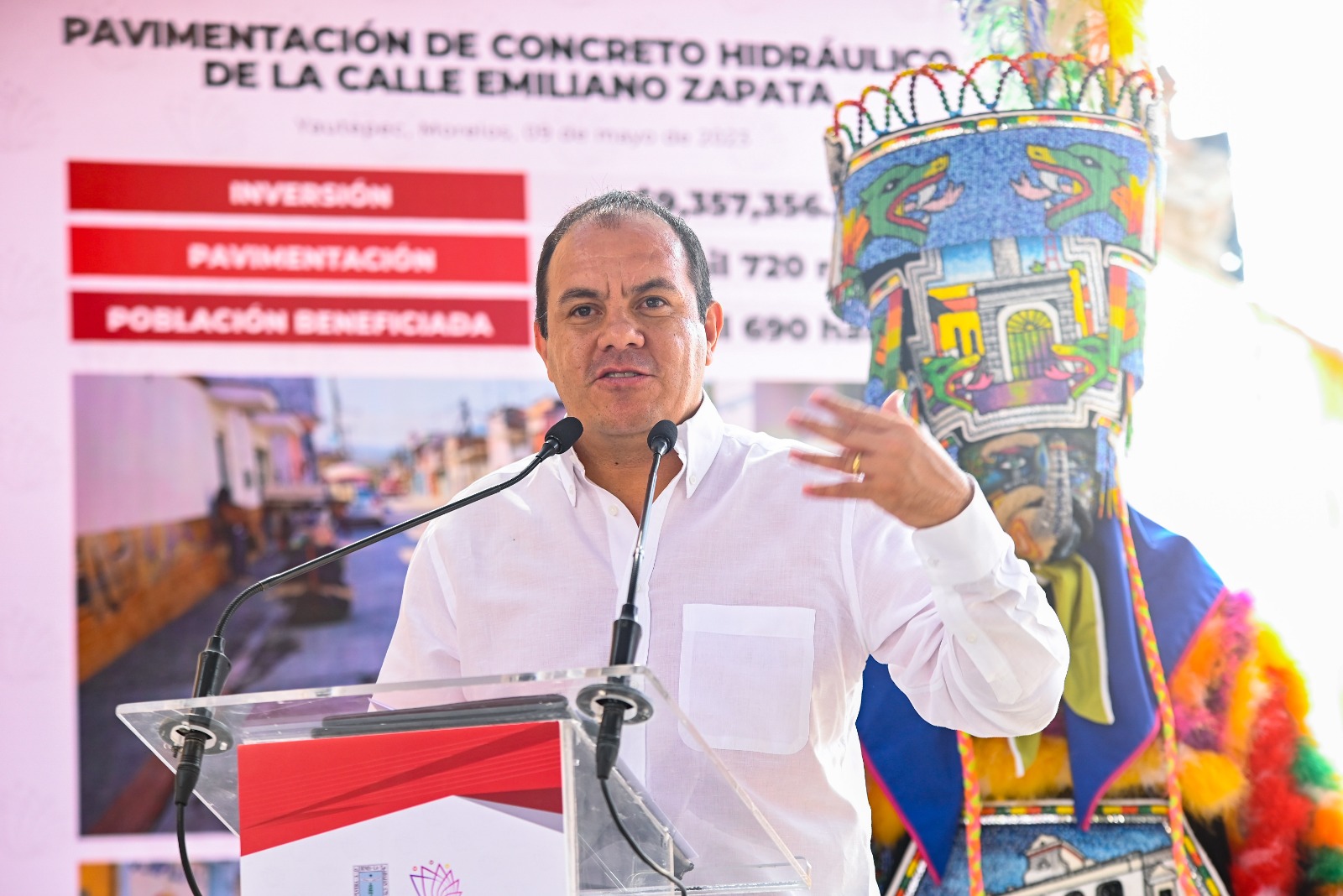 Entrega gobierno de Cuauhtémoc Blanco mejora de vialidades en Yautepec