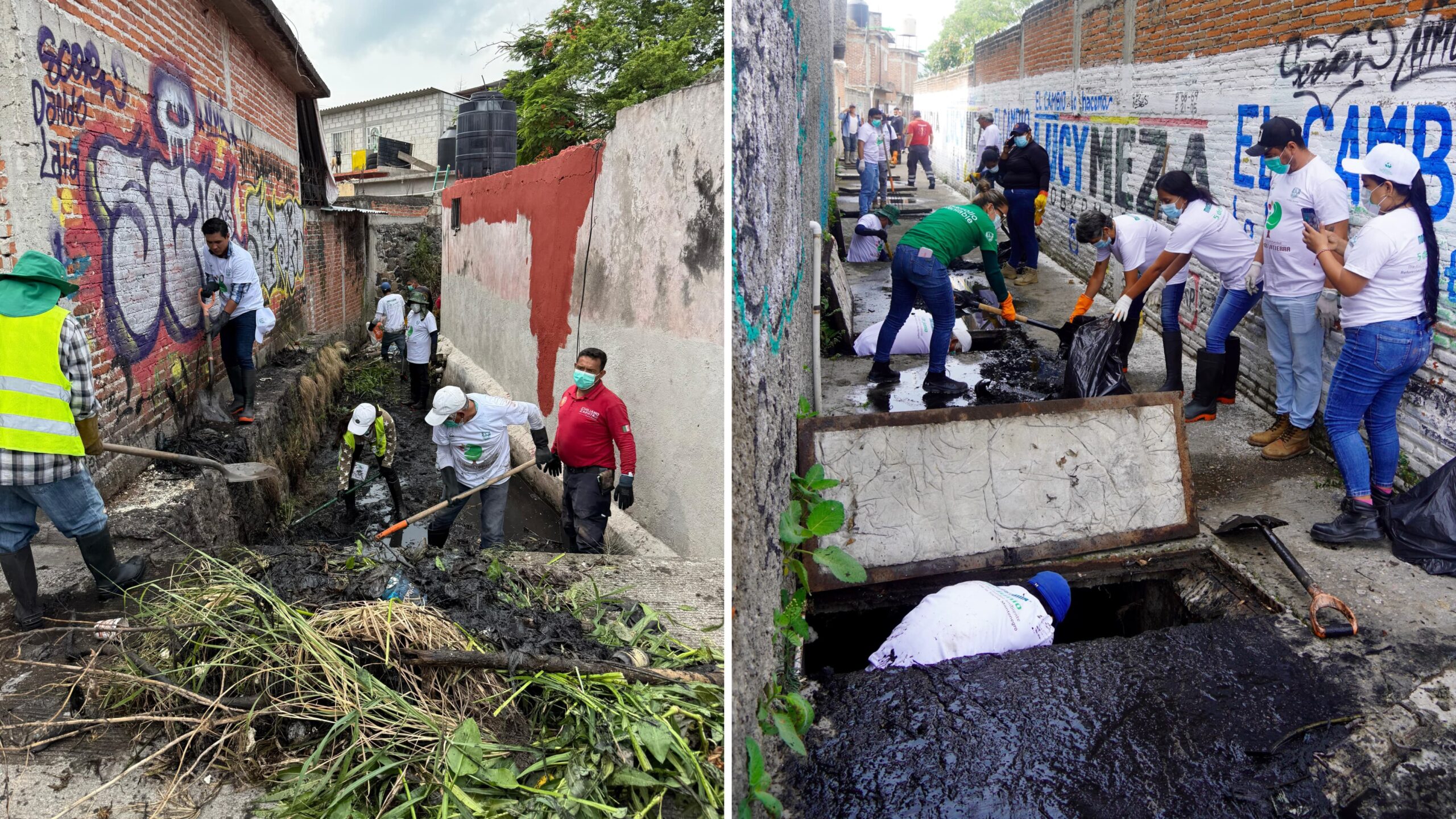 Refuerzan acciones preventivas con limpieza y desazolve en canales de Emiliano Zapata