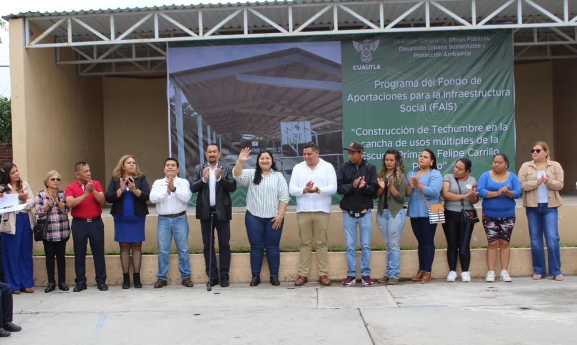 Inicia Gobierno de Cuautla construcción de techumbre en primaria «Felipe Carrillo Puerto»