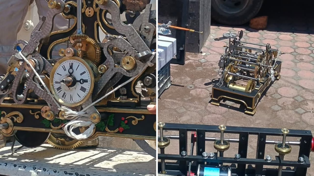 Reinstalan maquinaria del reloj de Torre de Jonacatepec