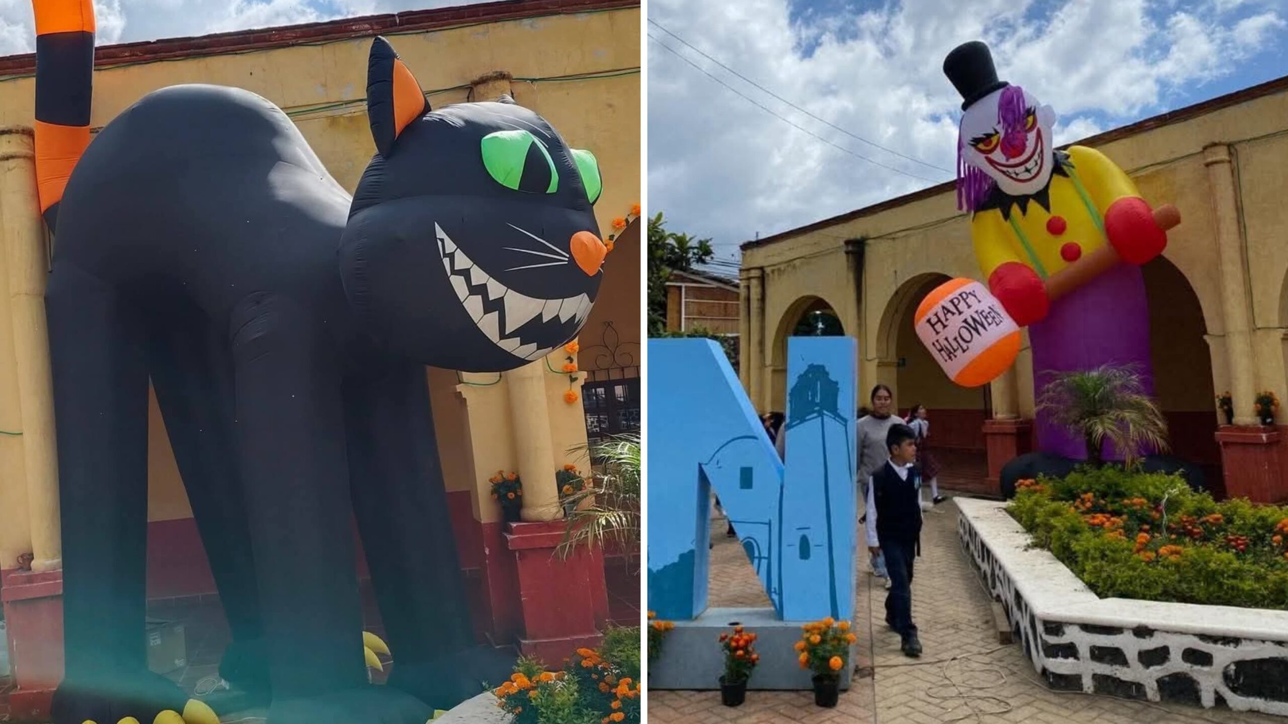 Retiran en Hueyapan adornos de Halloween