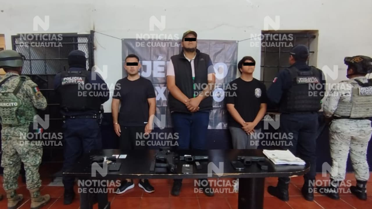 Detiene Policía en Cuautla a tres sujetos fuertemente armados