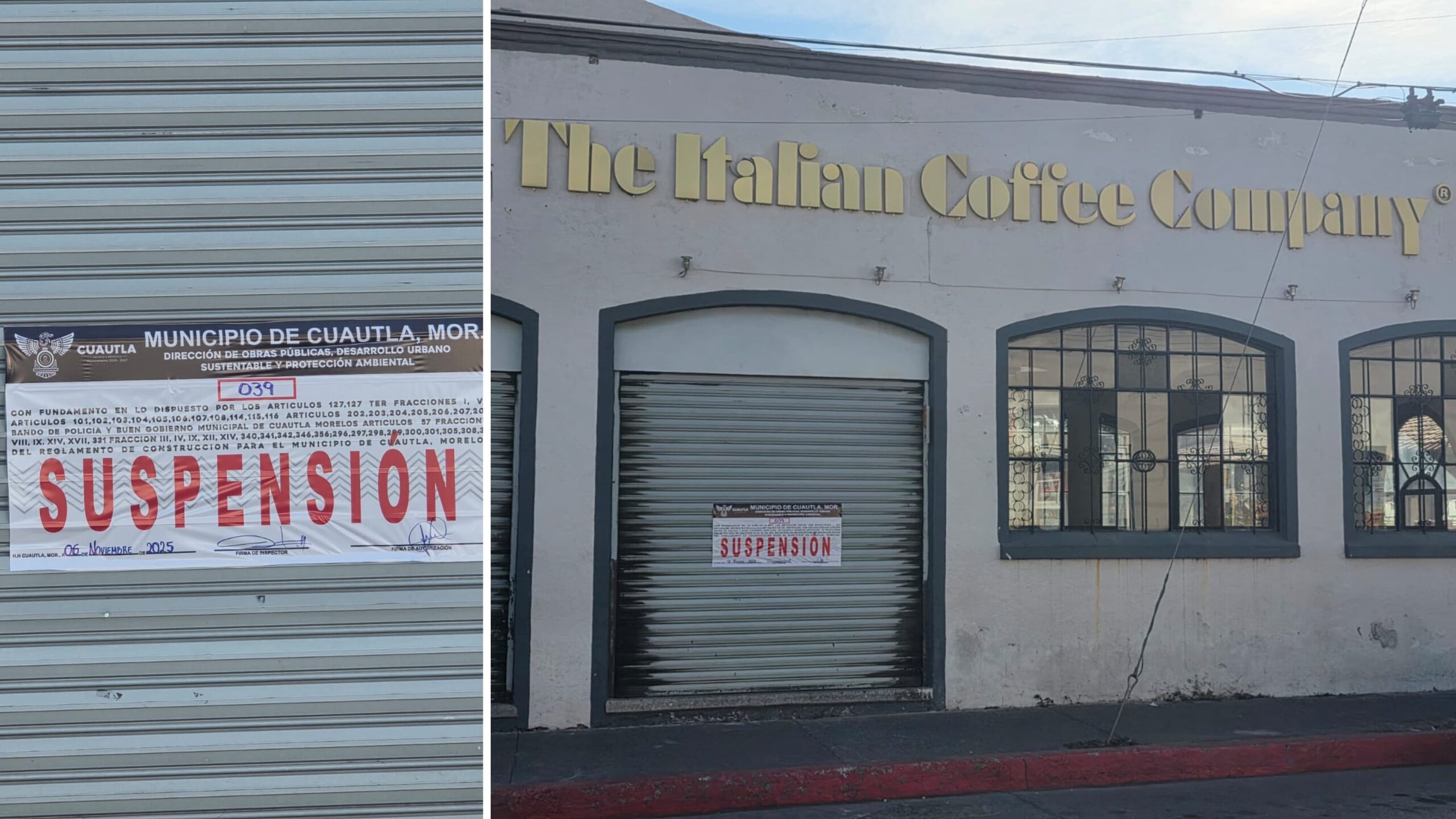 Clausuran The Italian Coffee del Centro de Cuautla por Incumplimiento de Uso de Suelo