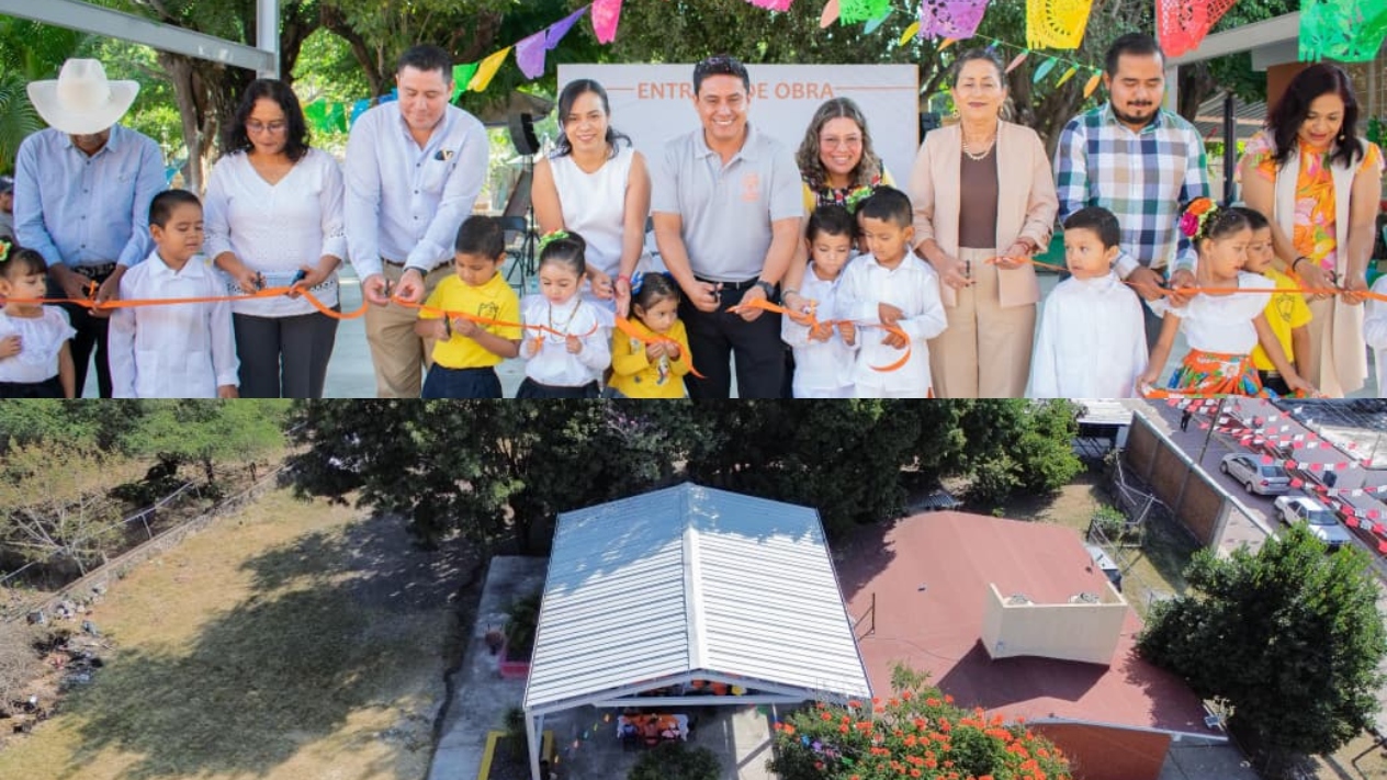 Marco Cuate entrega techumbre en kínder de la comunidad Joaquín Camaño