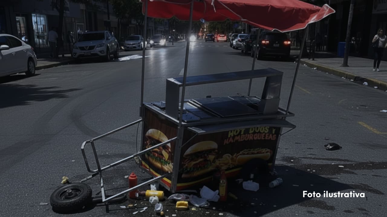 Conductor ebrio en Cuautla embiste puesto de hot dogs y se da a la fuga