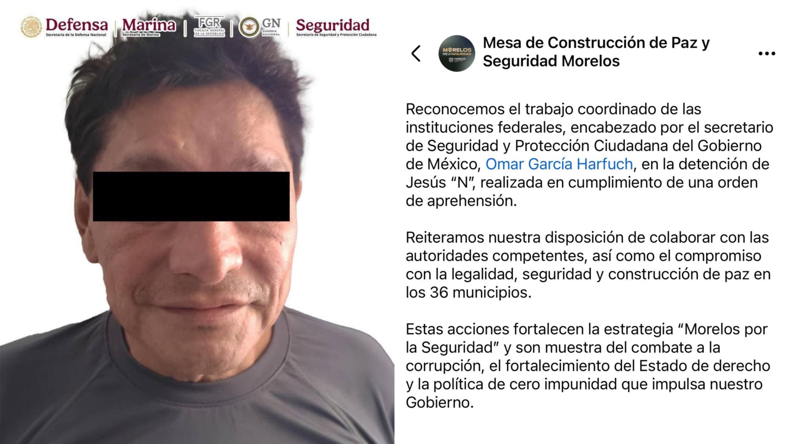 Celebra Mesa de Seguridad en Morelos, detención de Alcalde de Cuautla