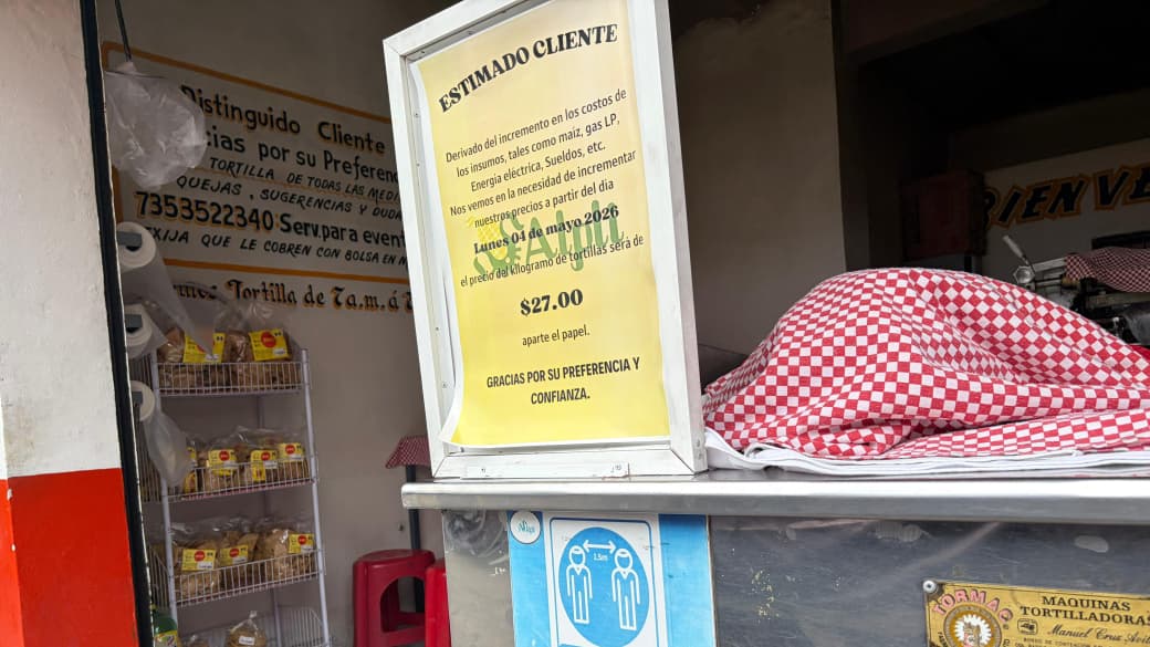 Incrementa precio de la tortilla en Cuautla; kilo llega a los 27 pesos