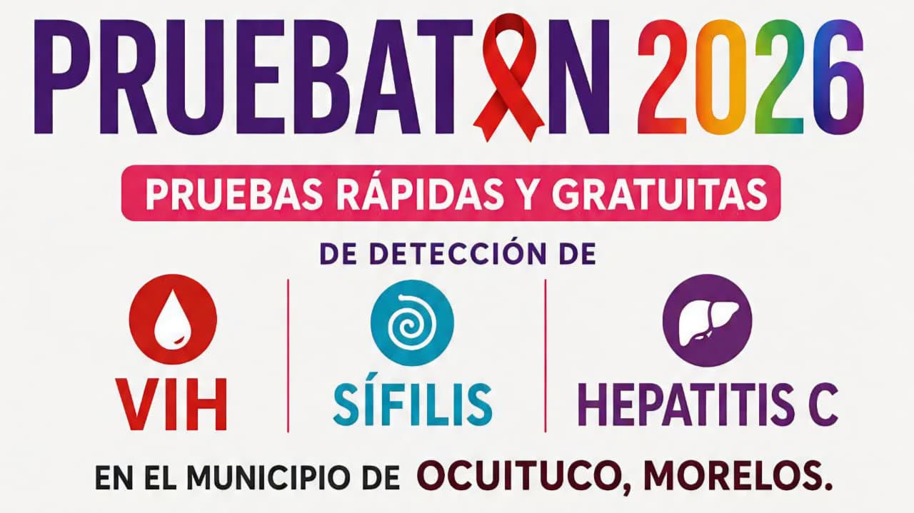 Campaña “Pruebatón 2026” ofrecerá pruebas gratuitas de VIH, sífilis y hepatitis C en Ocuituco