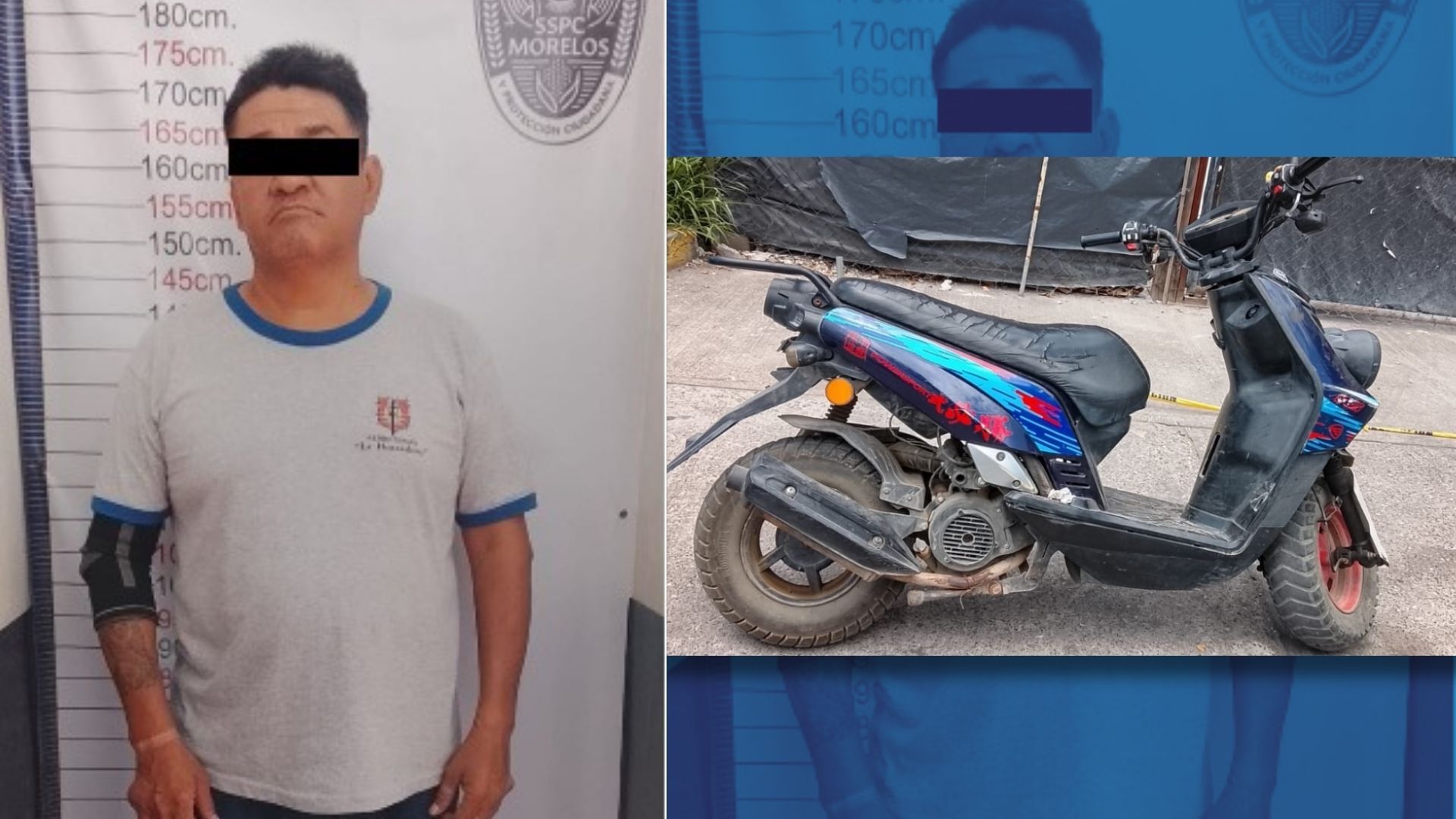 Cae sujeto tras persecución en Cocoyoc con motoneta robada