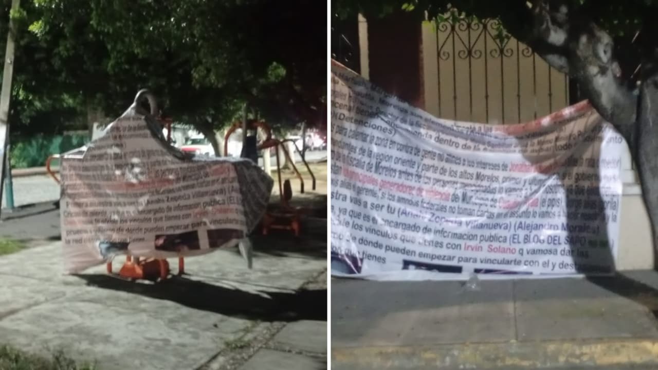 Hallan dos narcomantas en distintos puntos de Cuautla durante la madrugada