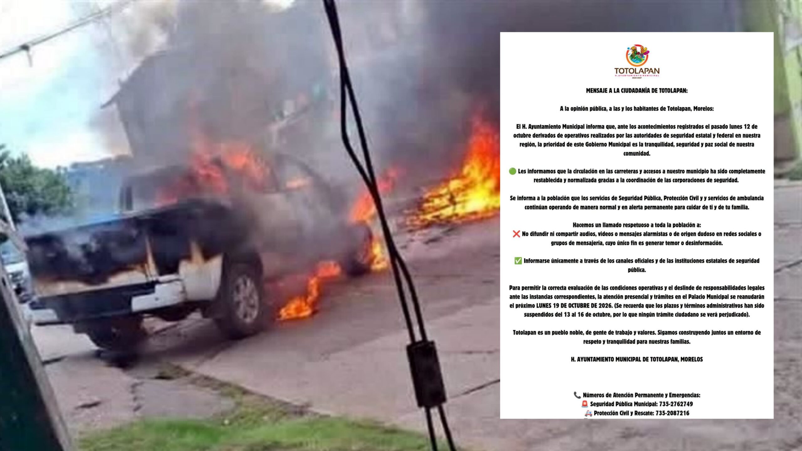 Totolapan reacciona tarde ante la violencia